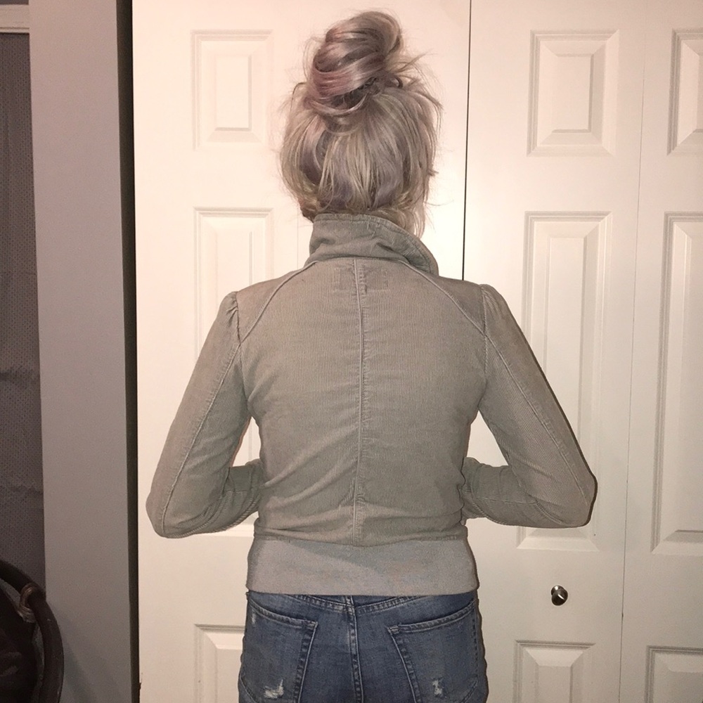 Gray Corduroy Bomber Jacket